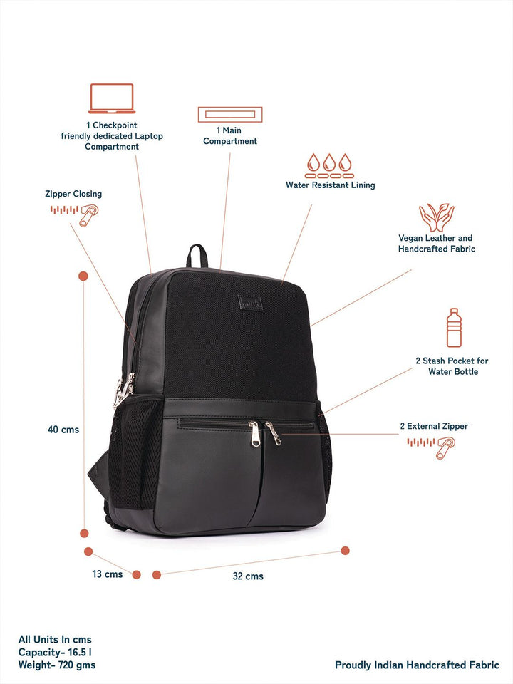 ZOUK Textured Backpack with Compression Straps Up to 16 inch