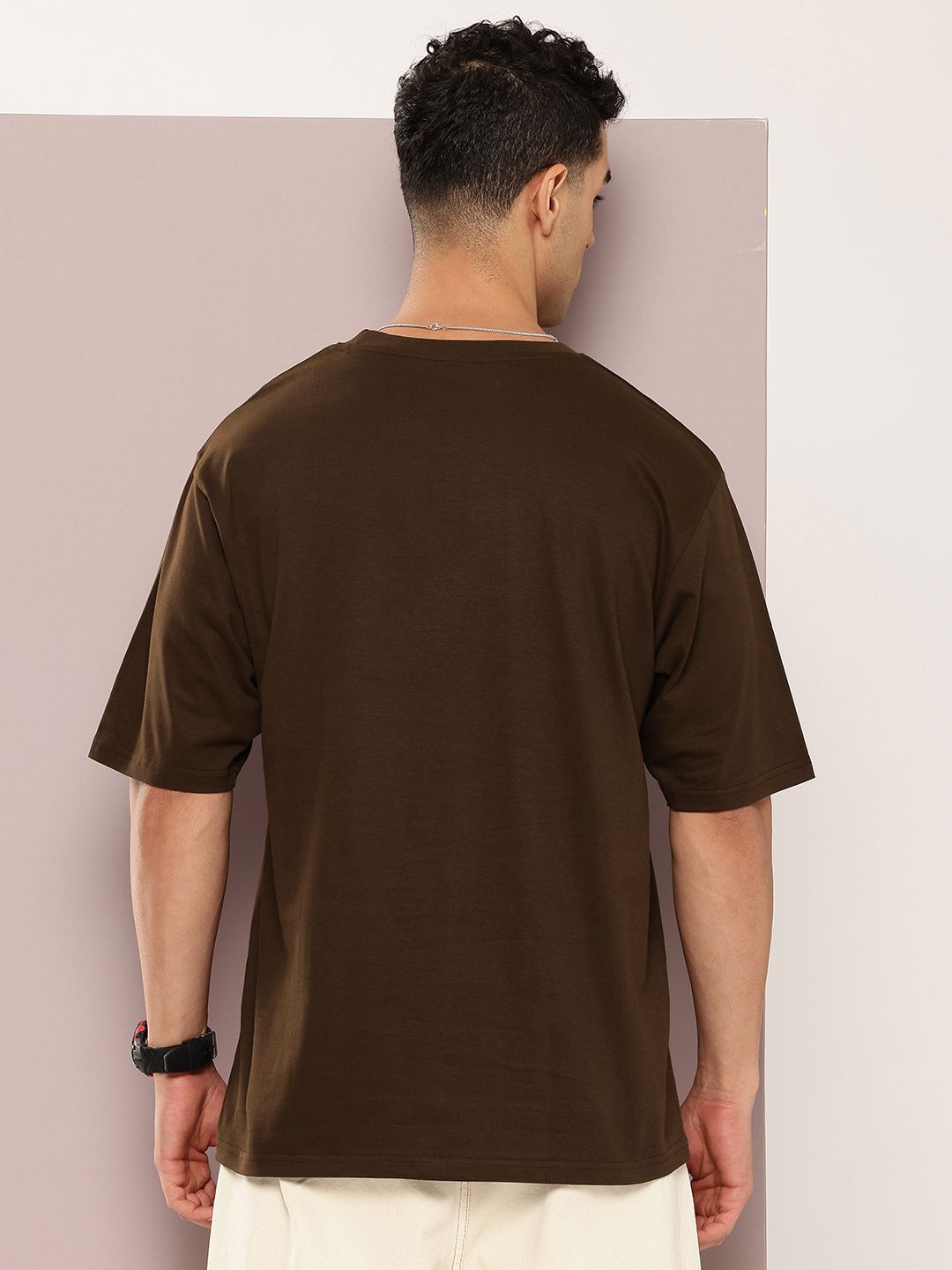 DILLINGER Men Typography Colourblocked Drop-Shoulder Sleeves Oversized Pure Cotton T-shirt