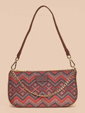 ZOUK Geometric Printed Structured Baguette Bag Handbags