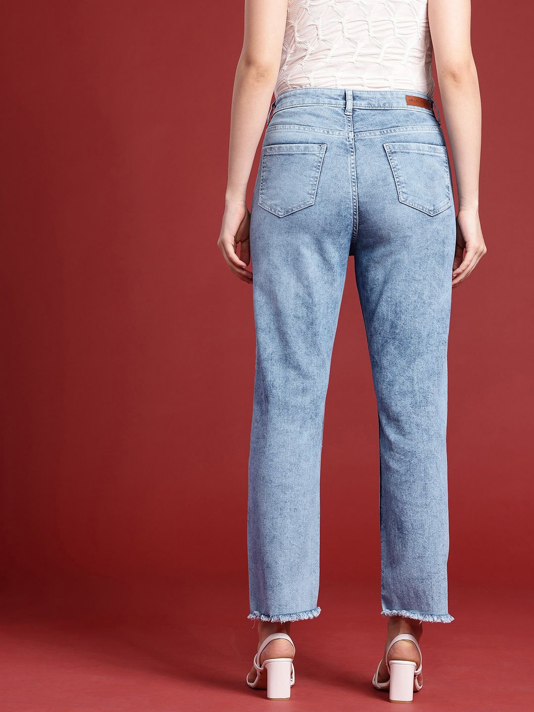 all about you Women Straight Fit High-Rise Heavy Fade Stretchable Jeans