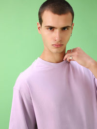 Bewakoof Men Purple Round Neck Oversized Cotton T-shirt