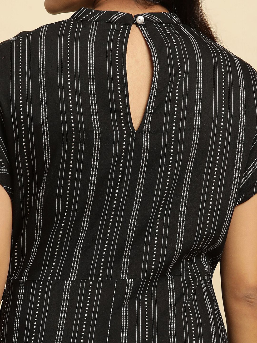 W Striped Cotton A-Line Midi Dress