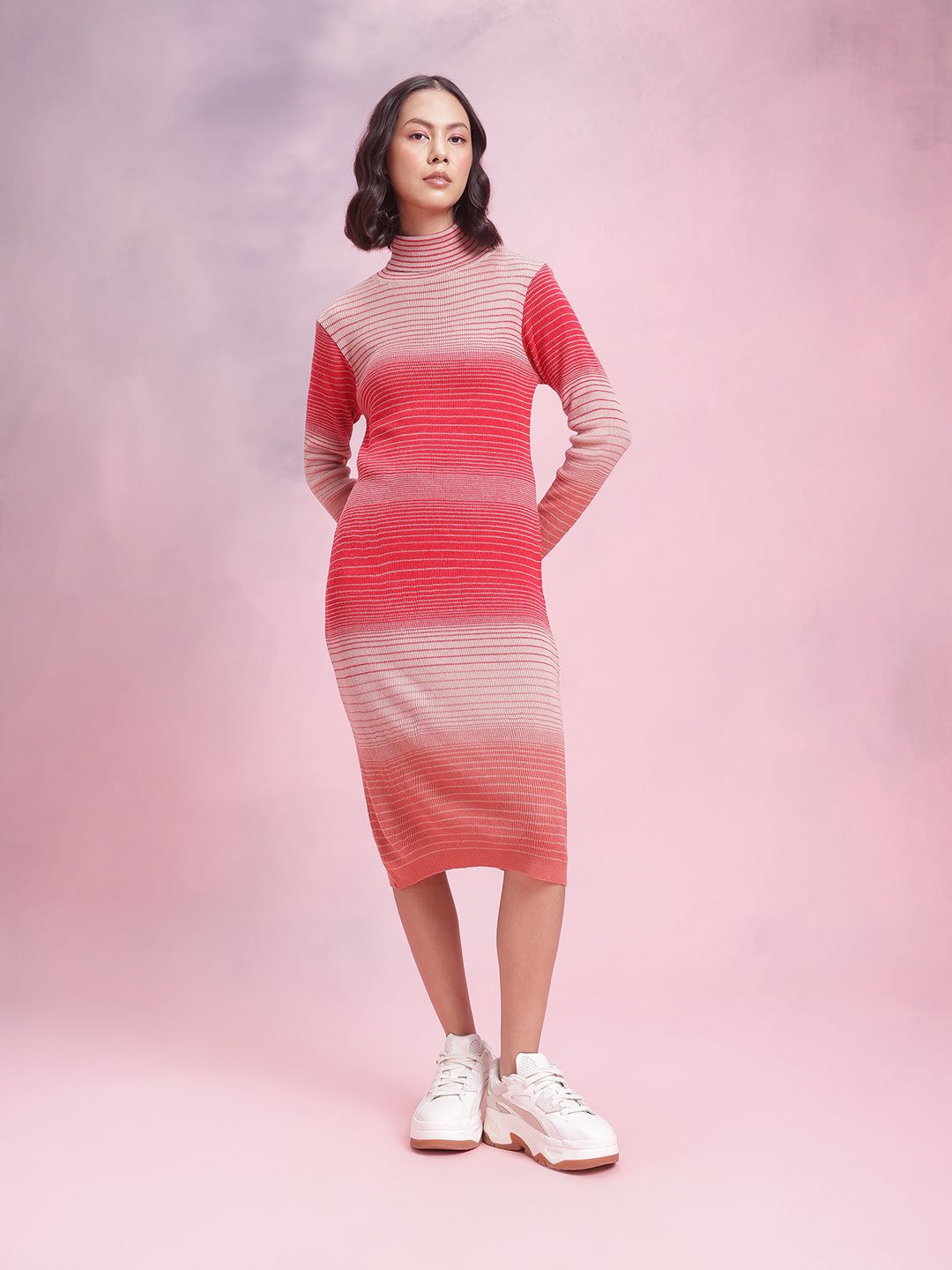 DressBerry Colourblocked Sheath Acrylic Winter Dress