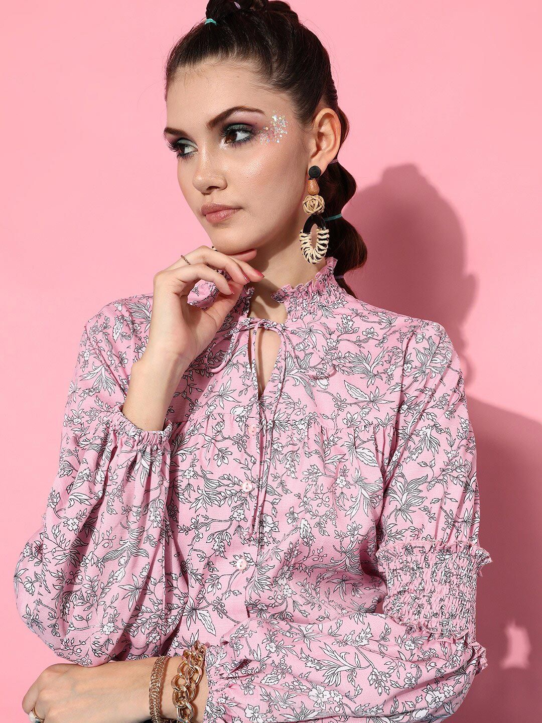 STREET 9 Women Pink Floral Printed Casual Shirt