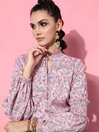 STREET 9 Women Pink Floral Printed Casual Shirt