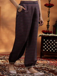 Libas Women Floral Printed Regular Mirror Work Kurta with Salwar & With Dupatta