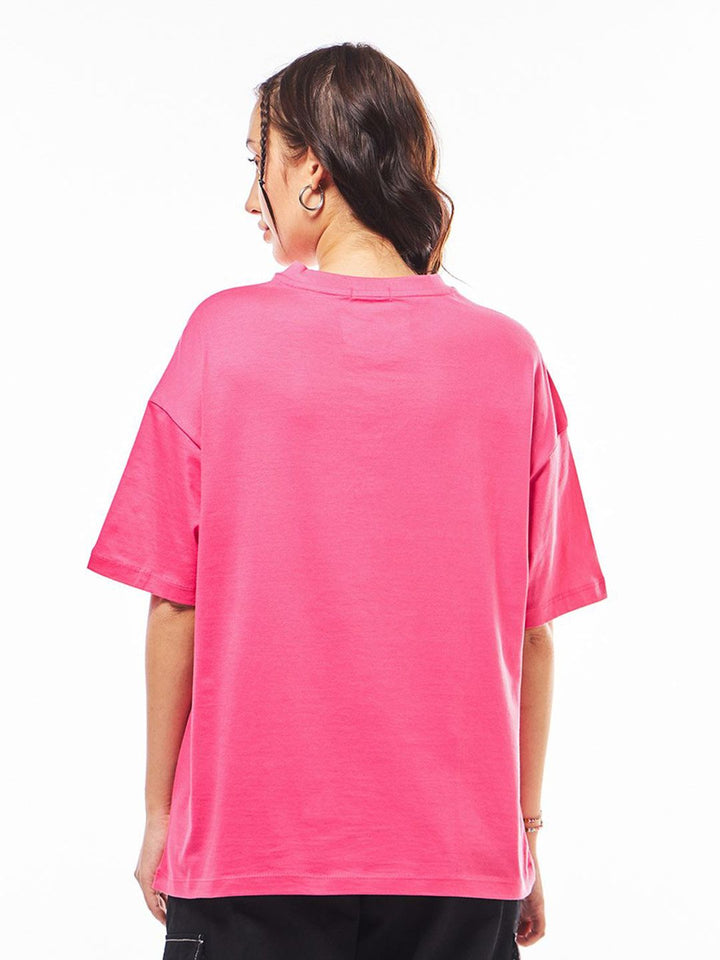Bewakoof Women Typography Printed Round Neck Cotton Pure Cotton Oversized T-shirt