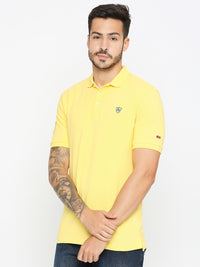 Being Human Men Yellow Polo Collar Applique T-shirt