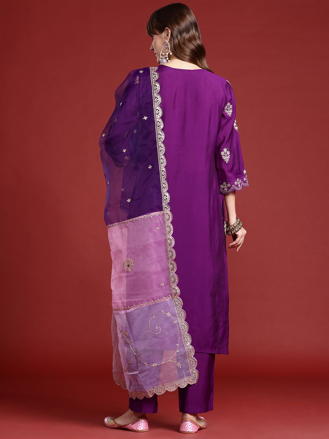 Indo Era Ethnic Motifs Embroidered Kurta With Trousers & Dupatta