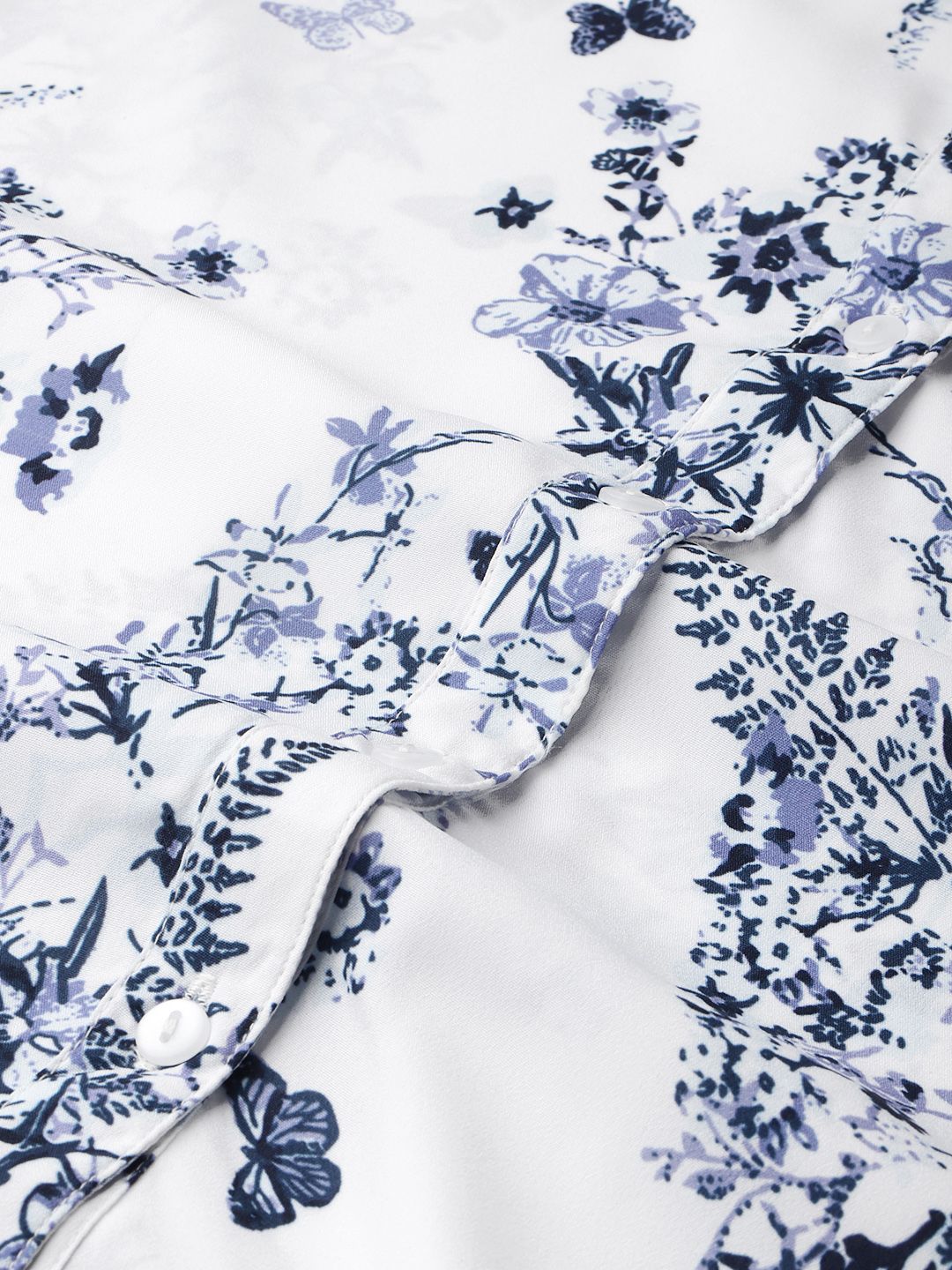 DressBerry Periwinkle Floral Print Shirt Style Top