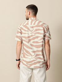 Mr Bowerbird Men Brown & Off-White Liberal Fit Printed Casual Shirt