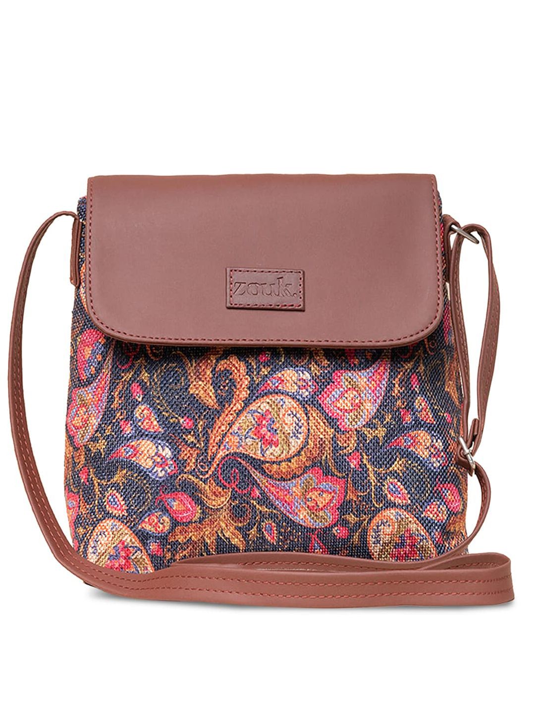 ZOUK Ethnic Motifs Printed Structured Sling Bag