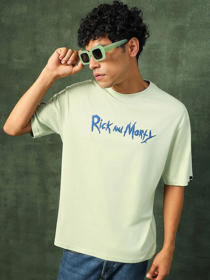 Bewakoof Official Rick and Morty Merchandise  Stoned Rick Morty Printed Oversized T-shirt