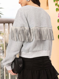 DressBerry Bohemian Beat Studded Fringed Sweatshirt