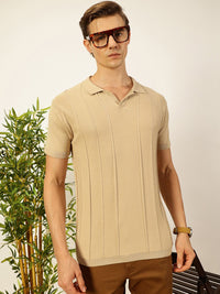 Thomas Scott Men Knit Striped Polo Collar T-shirt