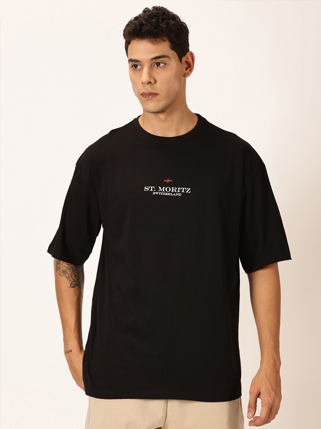 Thomas Scott Round Neck Typography Printed Cotton Oversized T-shirt