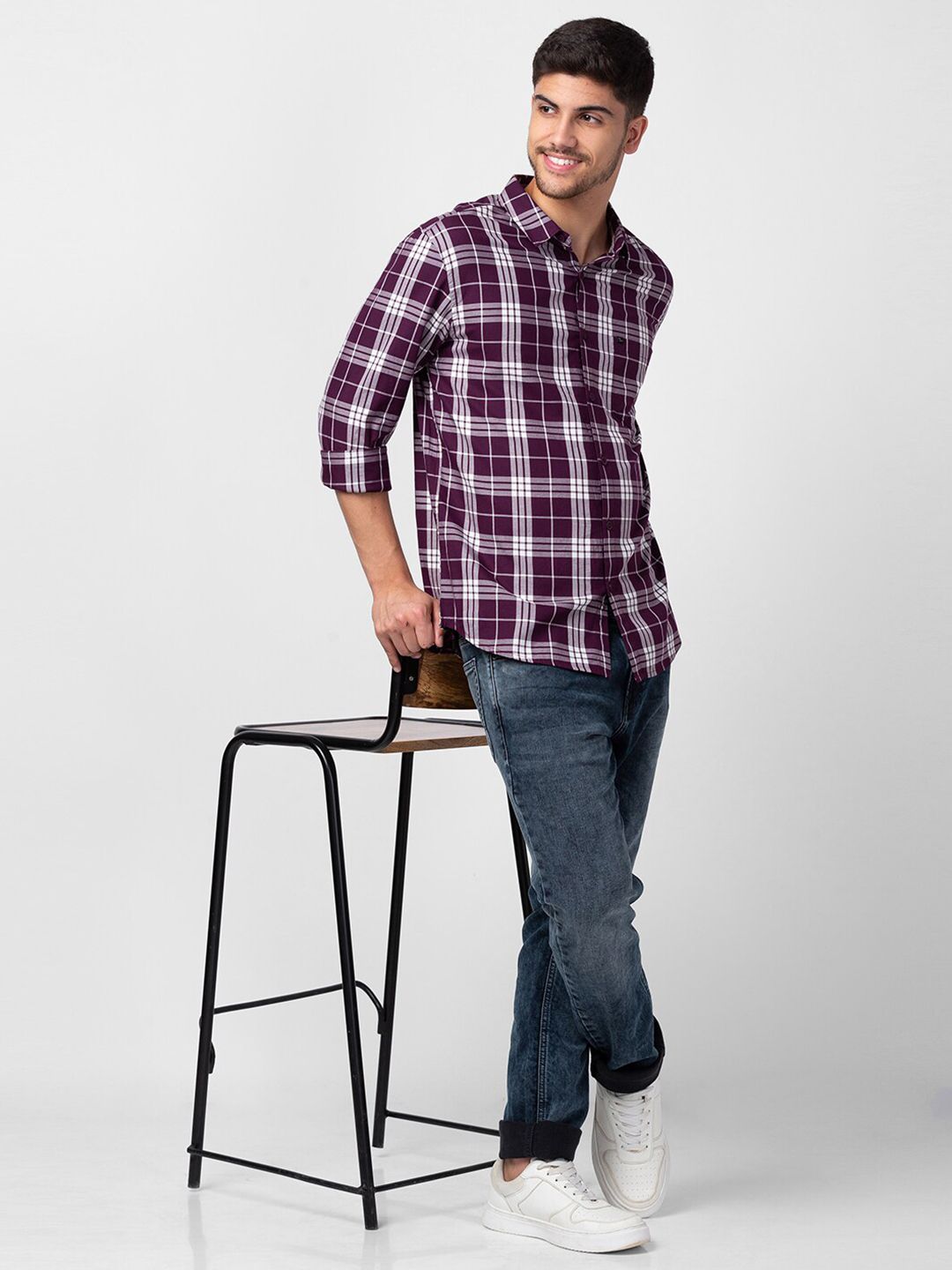 SPYKAR Men Slim Fit Tartan Checked Casual Shirt