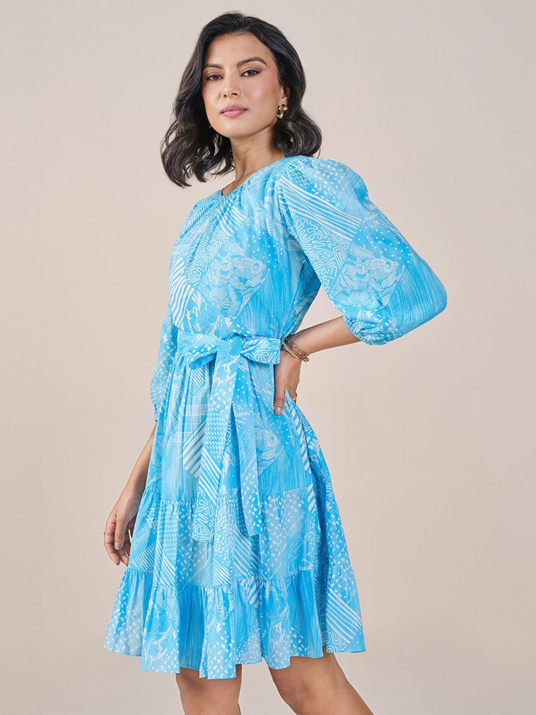 AND Floral Print Fit & Flare Dress