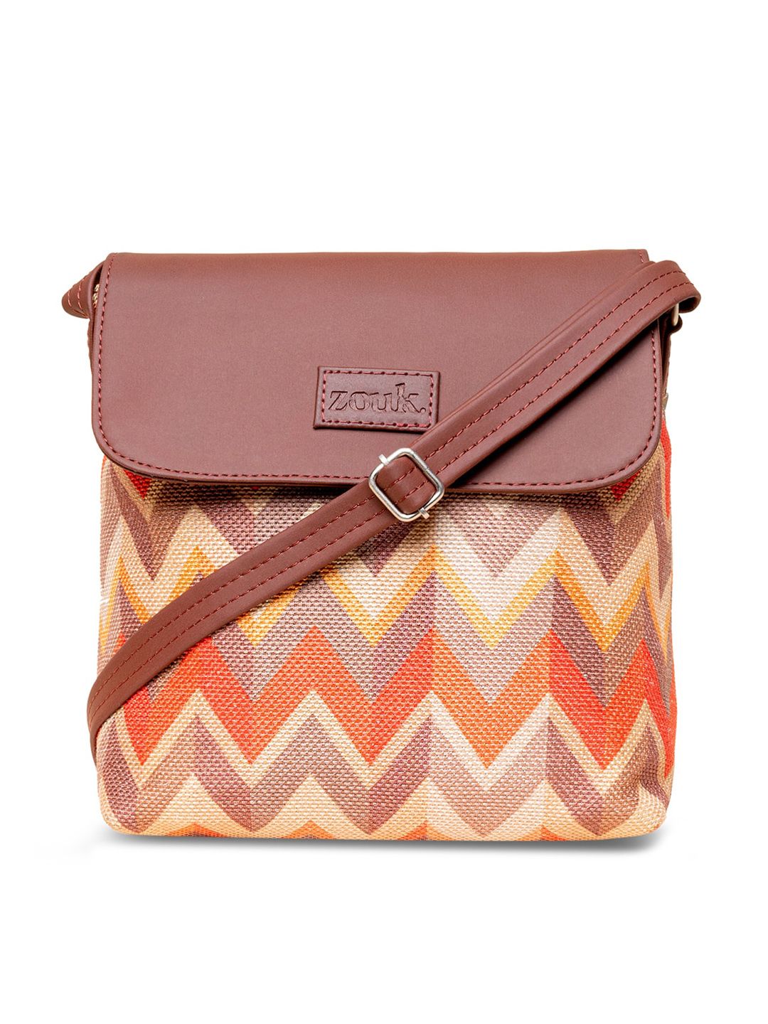 ZOUK Geometric Printed Structured Sling Bag