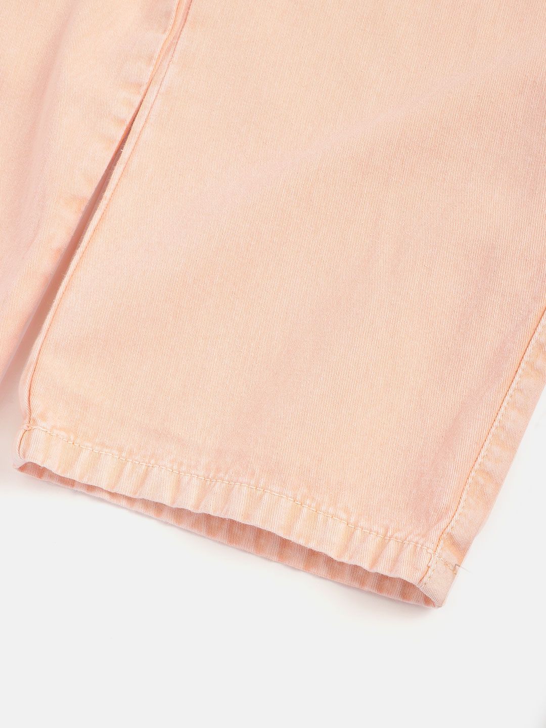 YK Girls Peach-Coloured Pure Cotton High-Rise Denim Culottes