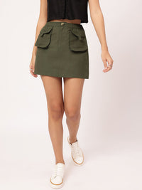 DressBerry Army Chic Pocket Detail Mini Skirt
