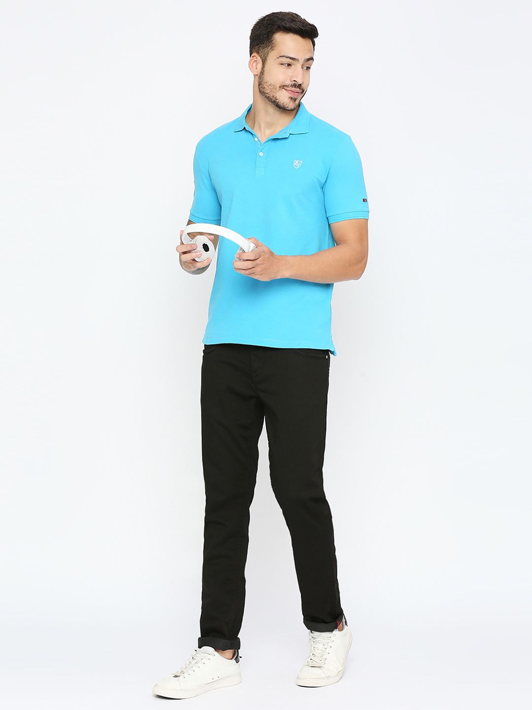 Being Human Men Blue Polo Collar Pockets T-shirt