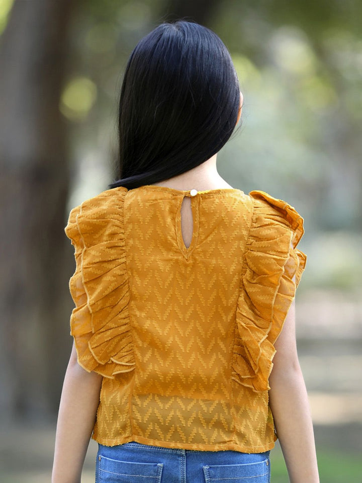 Cutiekins Girls Self Design Ruffles Top