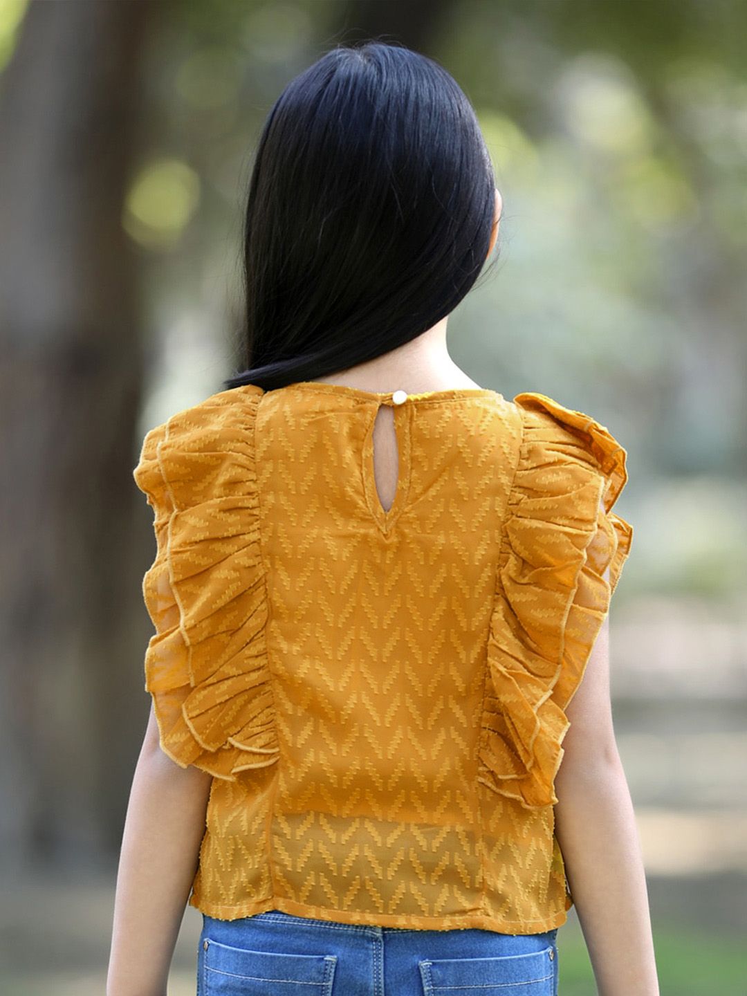 Cutiekins Girls Self Design Ruffles Top