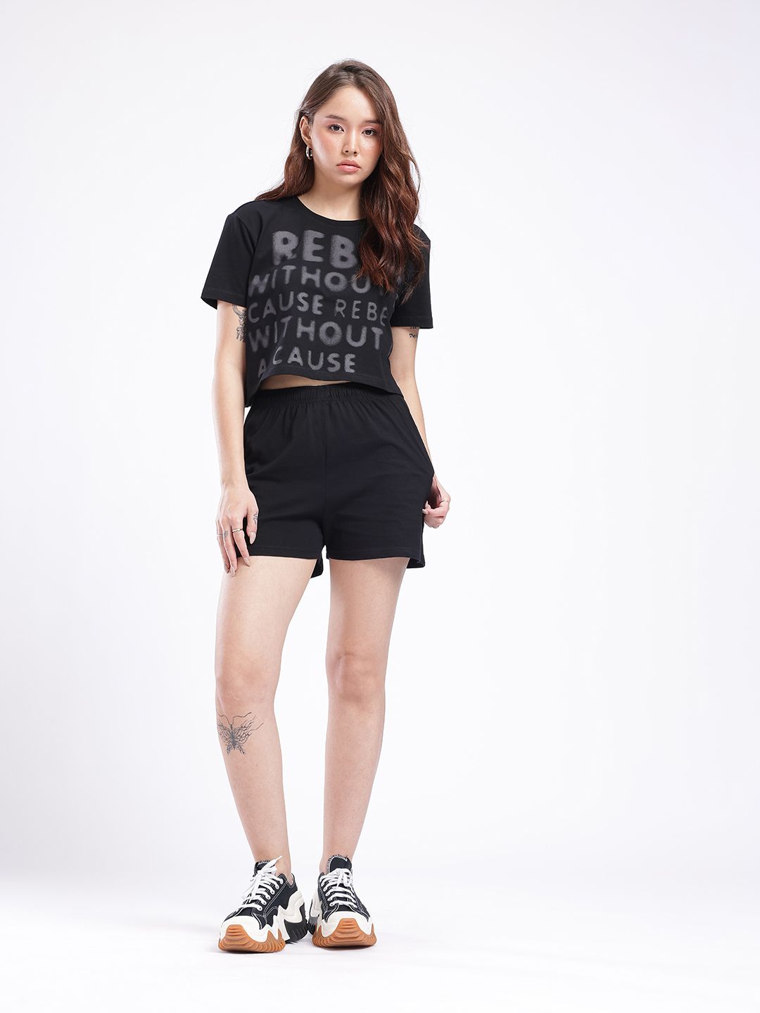 DressBerry Pure Cotton Typography Printed T-shirt And Shorts