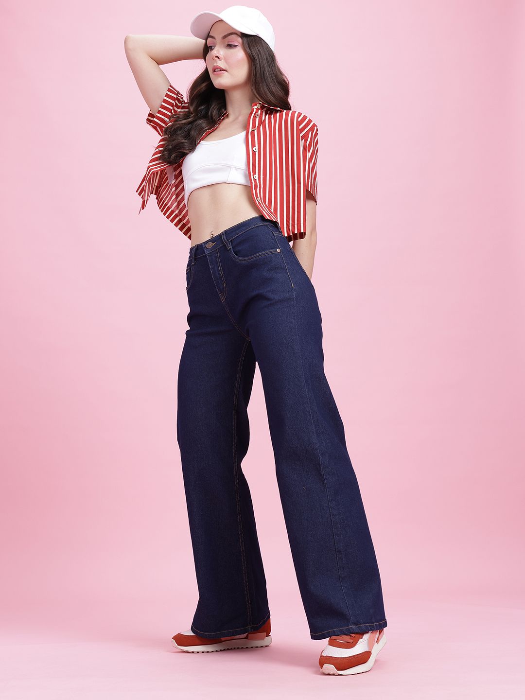 DressBerry Women Wide Leg High-Rise Stretchable Jeans