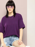 DILLINGER Women Oversized Drop Shoulder Ultra Soft Drapey Cotton Crew Neck T-Shirt