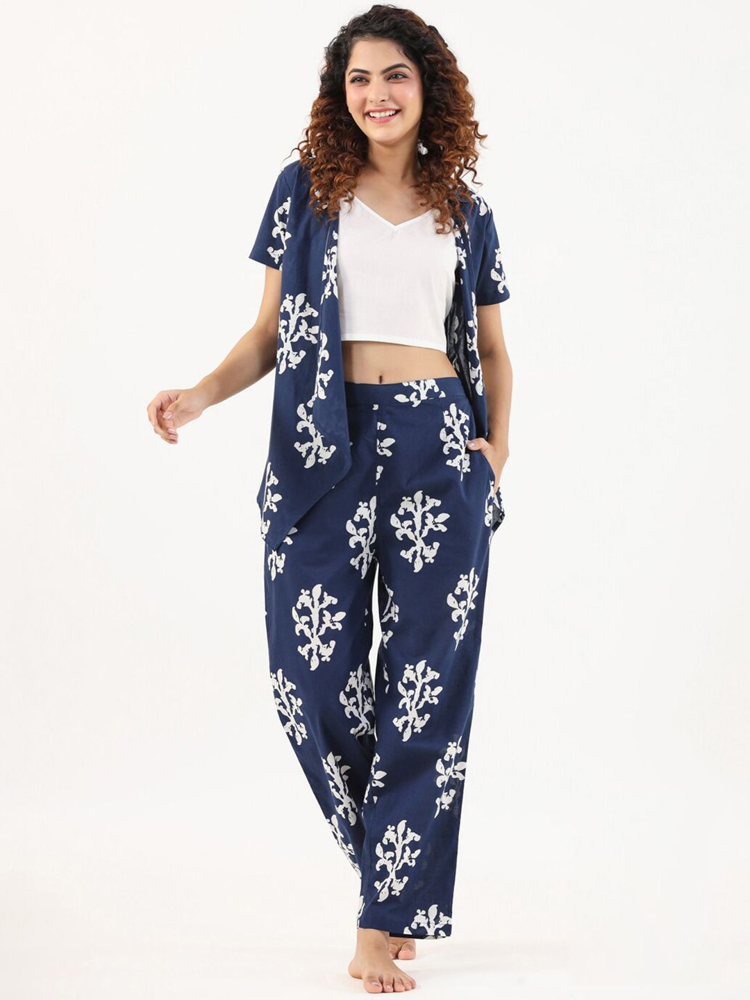 SANSKRUTIHOMES Floral Printed Pure Cotton Night suit