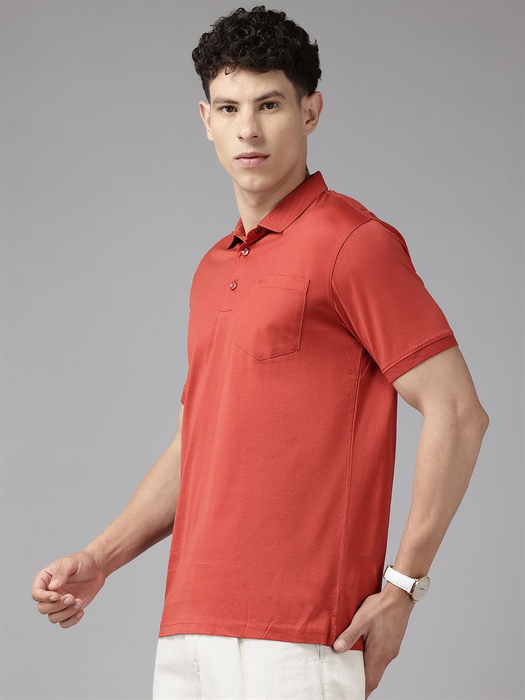 Park Avenue Men Pure Cotton Polo Collar Slim Fit T-shirt