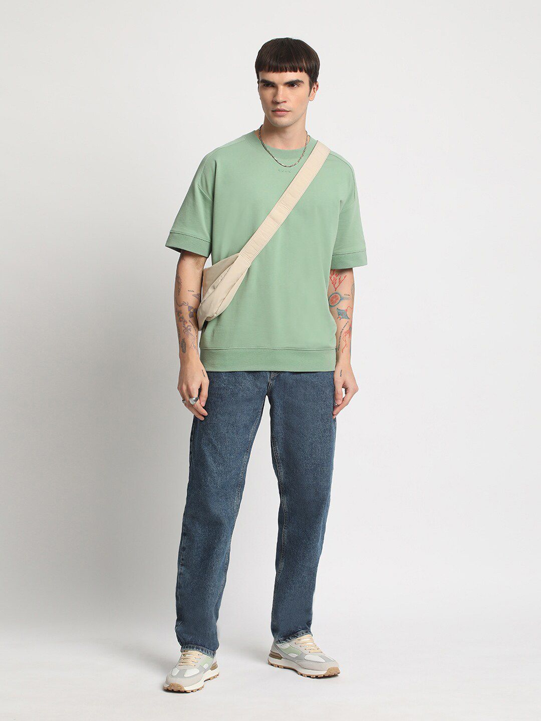 THE BEAR HOUSE Drop Shoulder Cotton Relaxed Fit Pure Cotton T-shirt