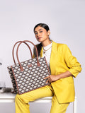 ZOUK Ethnic Motifs Printed Structured Jute Tote Bag