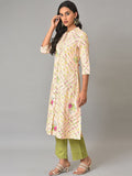 W Women Floral Printed Keyhole Neck Kurta