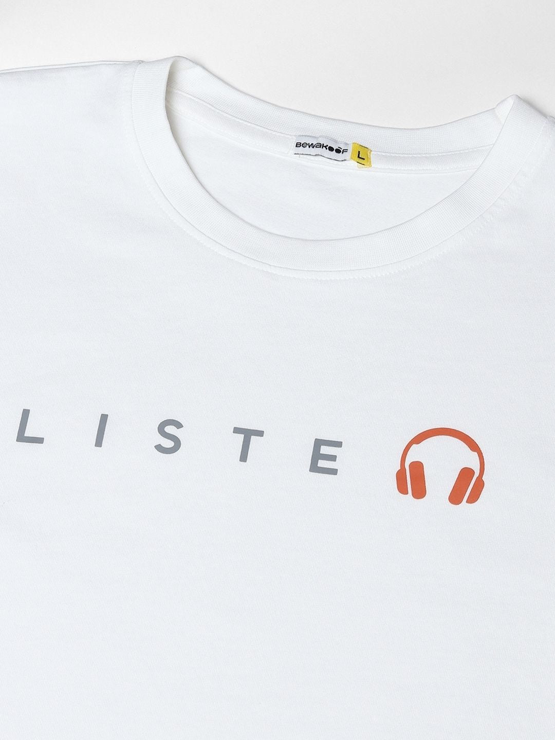 Bewakoof Men White Typography Printed Pure Cotton T-shirt