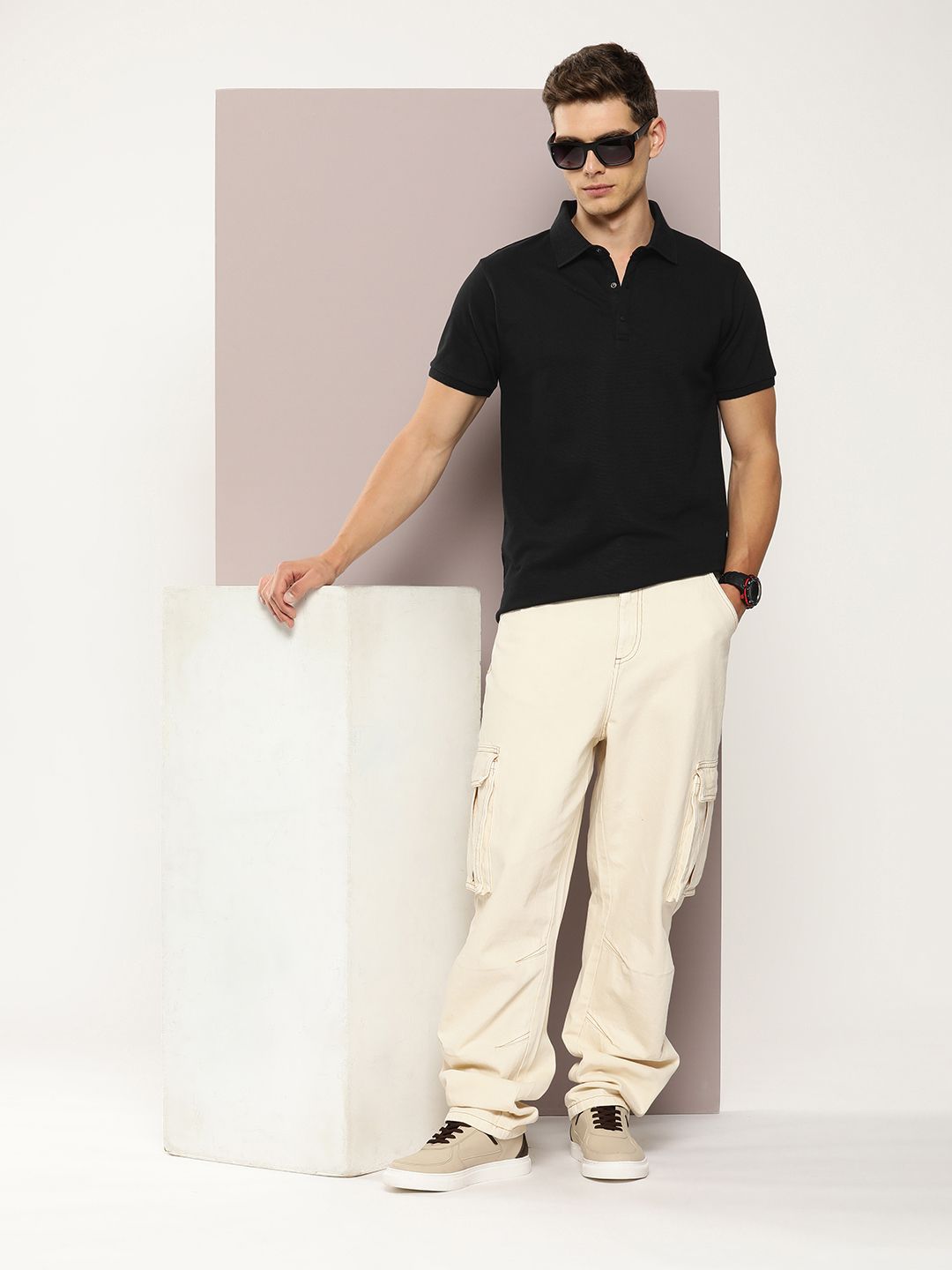 DILLINGER Men Polo Collar Honeycomb Structure T-shirt