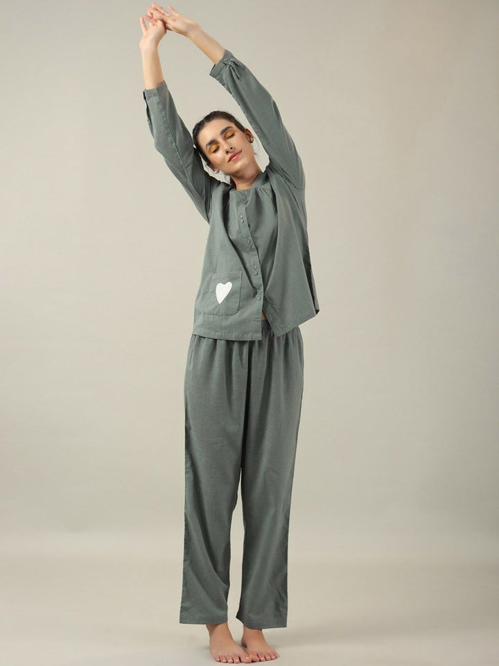 SANSKRUTIHOMES Green Pure Cotton Night suit