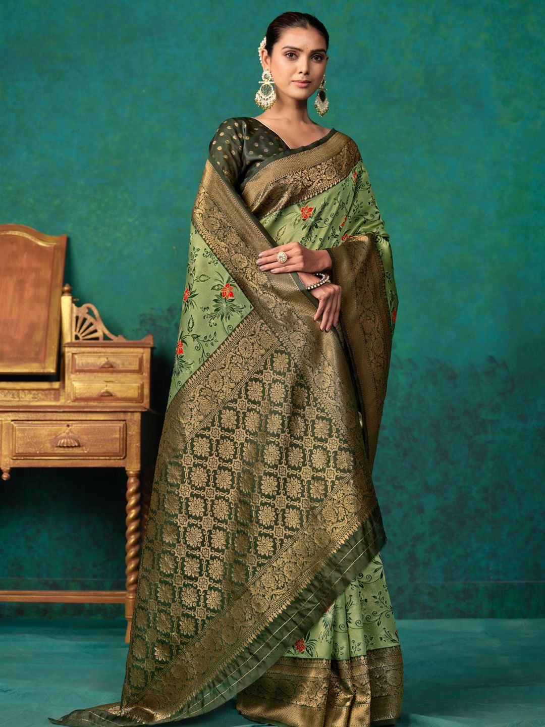 KALINI Ethnic Motifs Woven Design Zari Paithani Saree