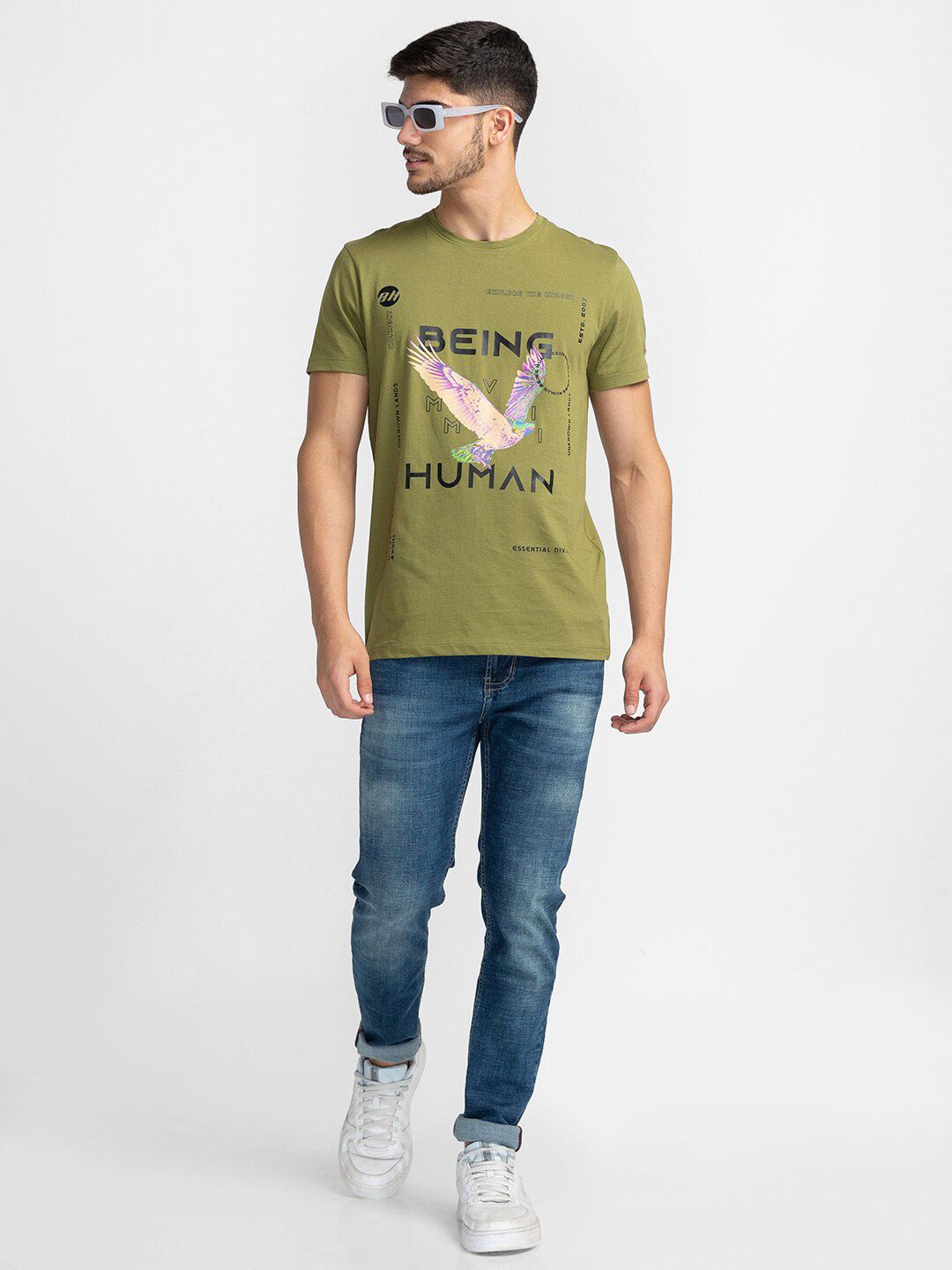 Being Human Typography Printed Round Neck Pure Cotton T-shirt