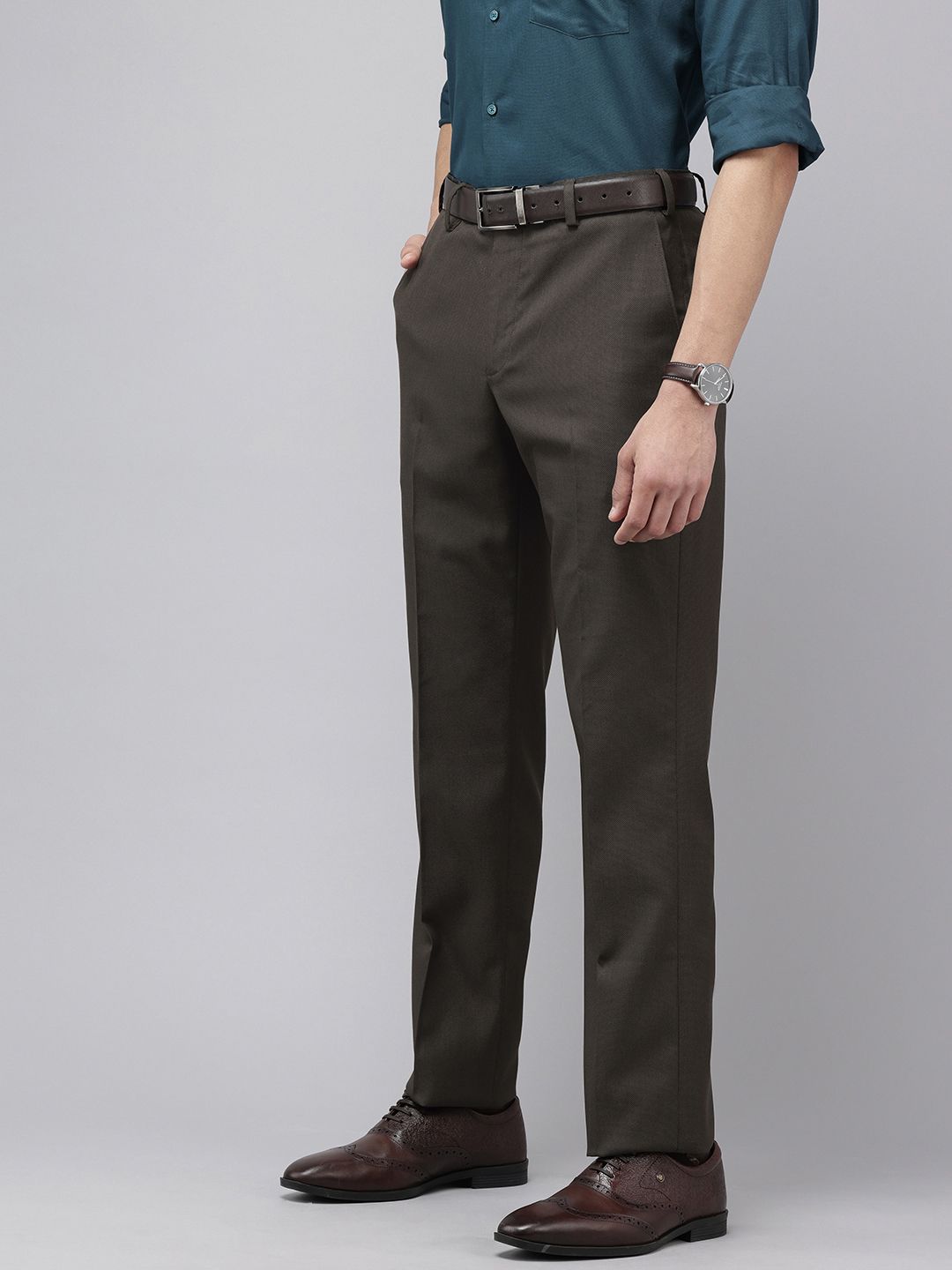 Park Avenue Men Textured Formal Trousers