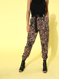 STREET 9 Women Classy Beige Abstract Cargo Trousers