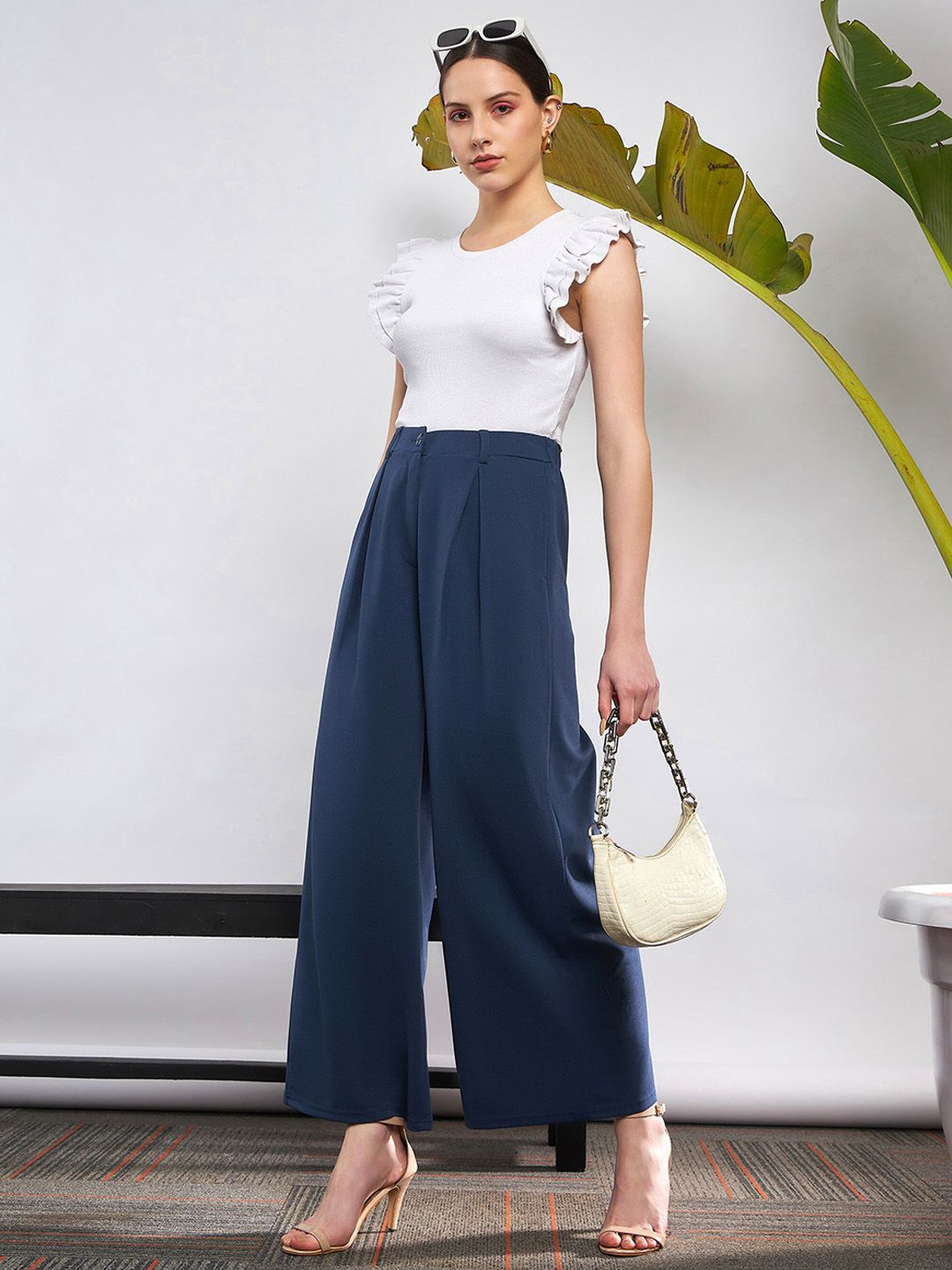 SASSAFRAS Women Flared High-Rise Parallel Trousers