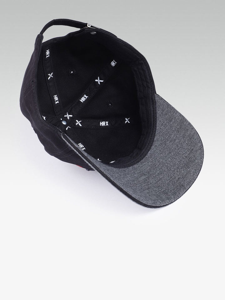 HRX by Hrithik Roshan Unisex Black & Grey Brand Logo Embroidered Cotton Baseball Cap