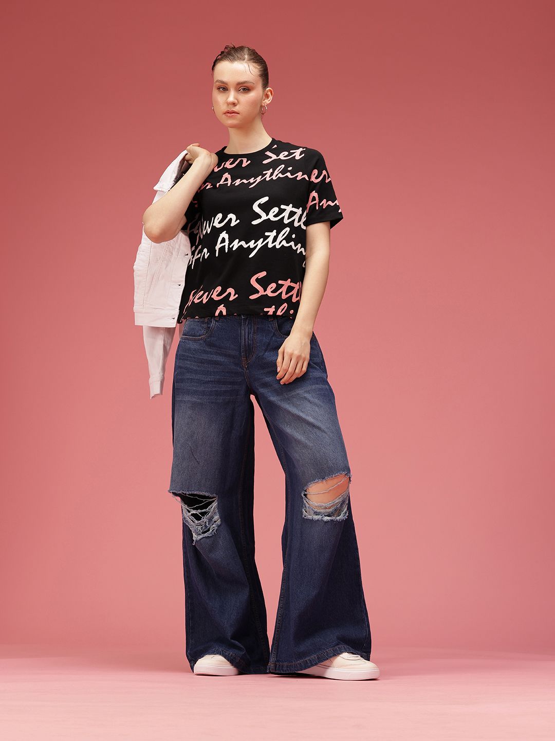 DressBerry Pure Cotton Typography Printed T-shirt