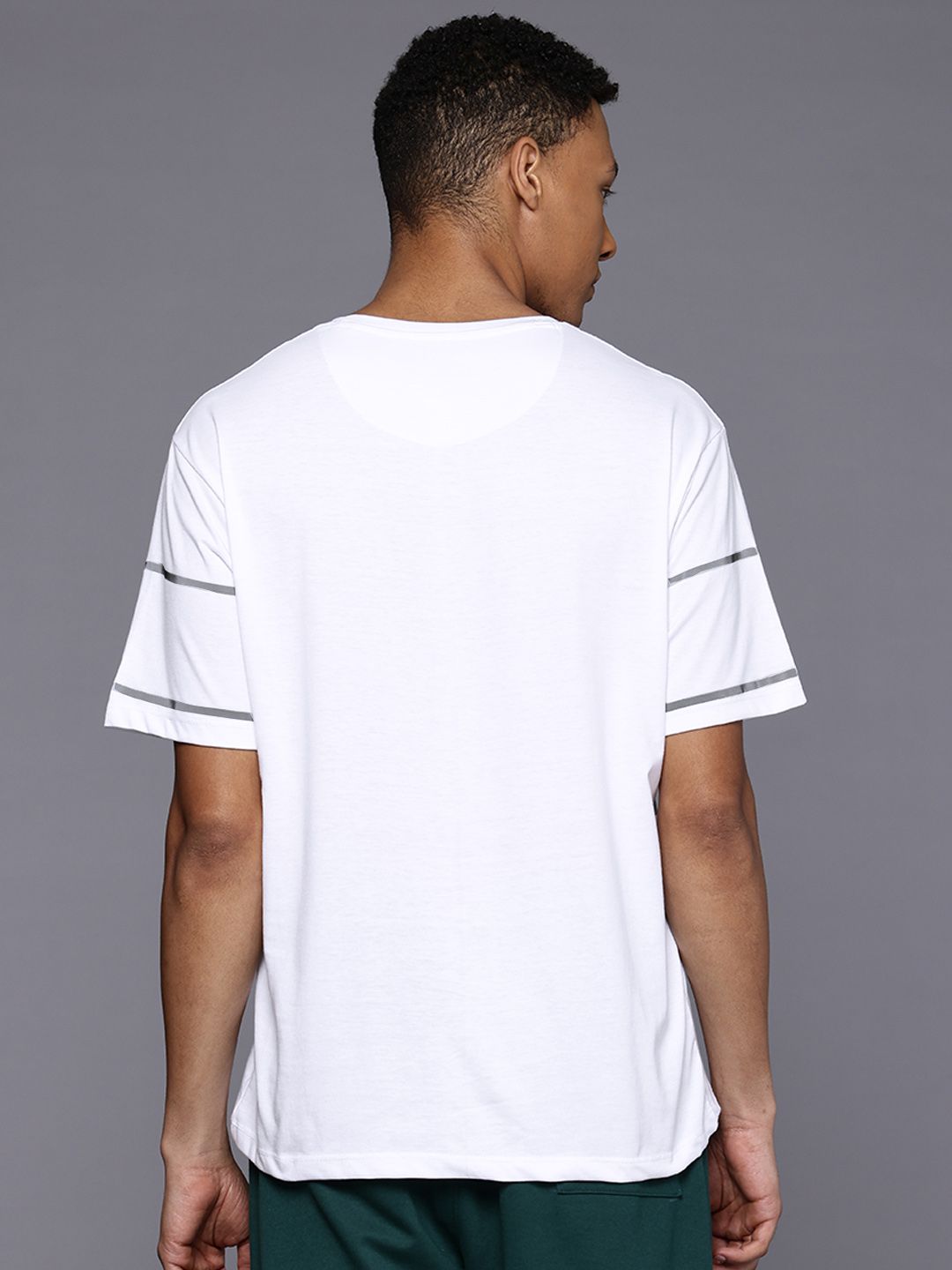 HRX by Hrithik Roshan Tech Off Striped Relaxed Fit Lifestyle T-shirt