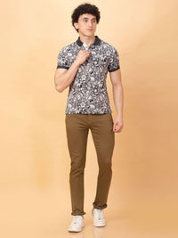 Being Human Men Floral Printed Polo Collar Pockets T-shirt