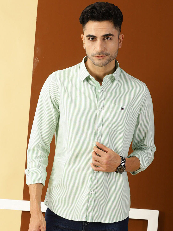 Thomas Scott Men Green Smart Slim Fit Opaque Casual Shirt