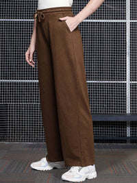 SASSAFRAS Women Brown Cotton Relaxed fit Track Pants